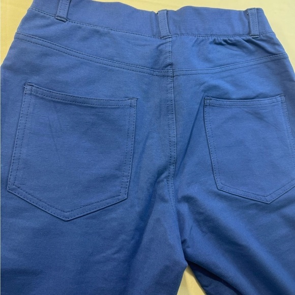 Woman's Mid-Rise Stretch Pull-On Ankle Pant Blue Slim Pockets Comfort Waistband - Picture 7 of 10